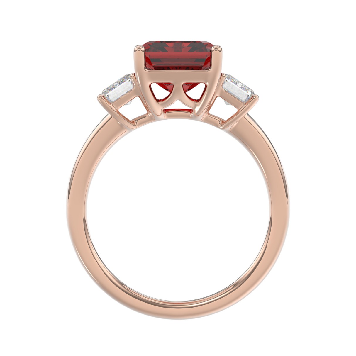 14K ROSE GOLD 5 1/3CT EMERALD DIAMOND LADIES RING (EMERALD RUBY)