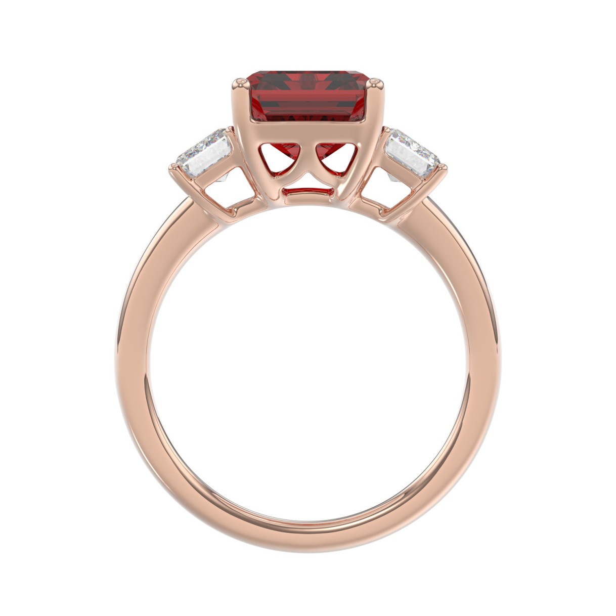 14K ROSE GOLD 5 1/3CT EMERALD DIAMOND LADIES RING (EMERALD RUBY)