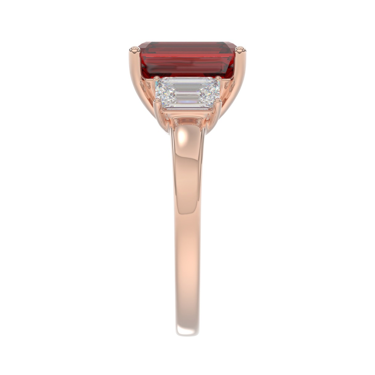 14K ROSE GOLD 5 1/3CT EMERALD DIAMOND LADIES RING (EMERALD RUBY)