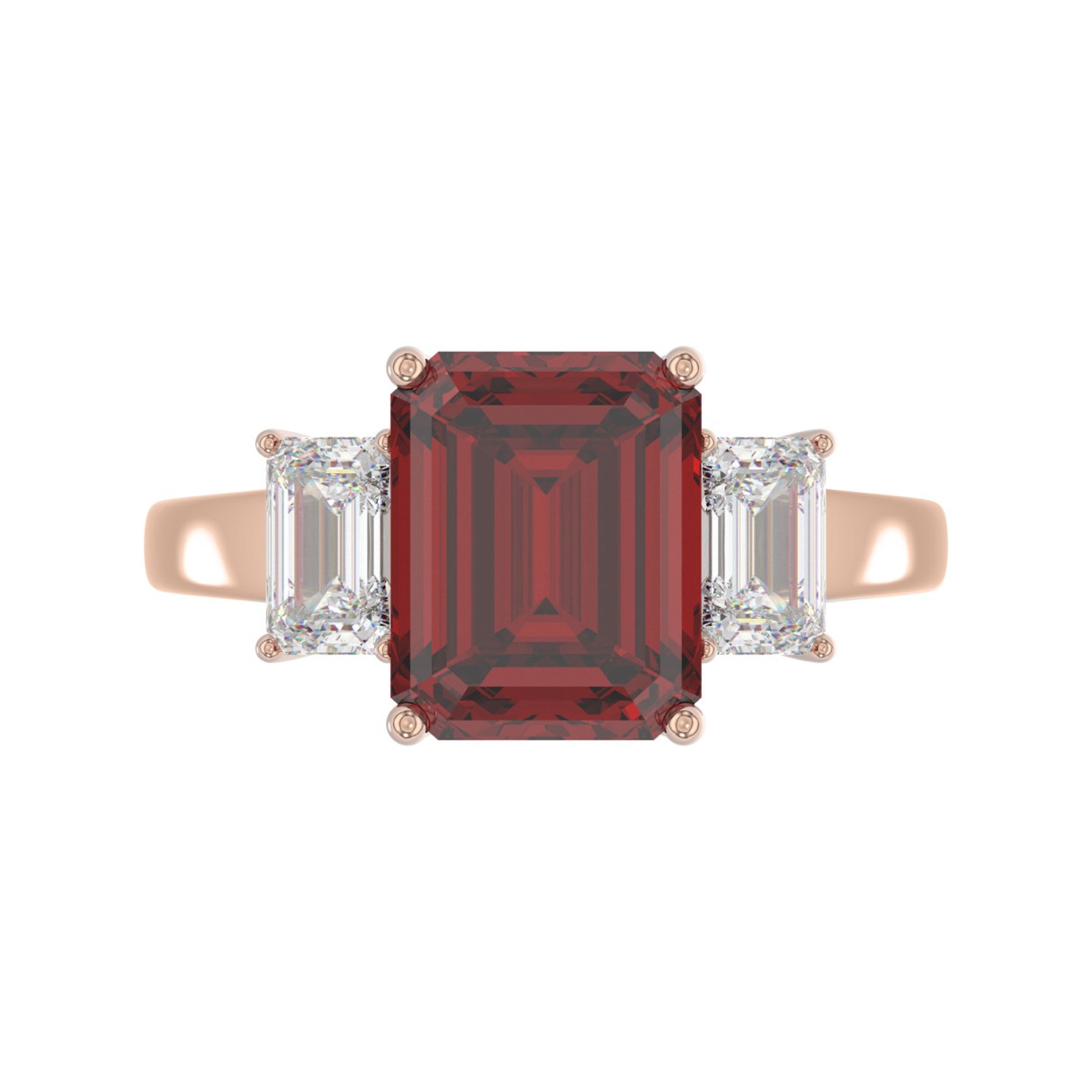 14K ROSE GOLD 5 1/3CT EMERALD DIAMOND LADIES RING (EMERALD RUBY)