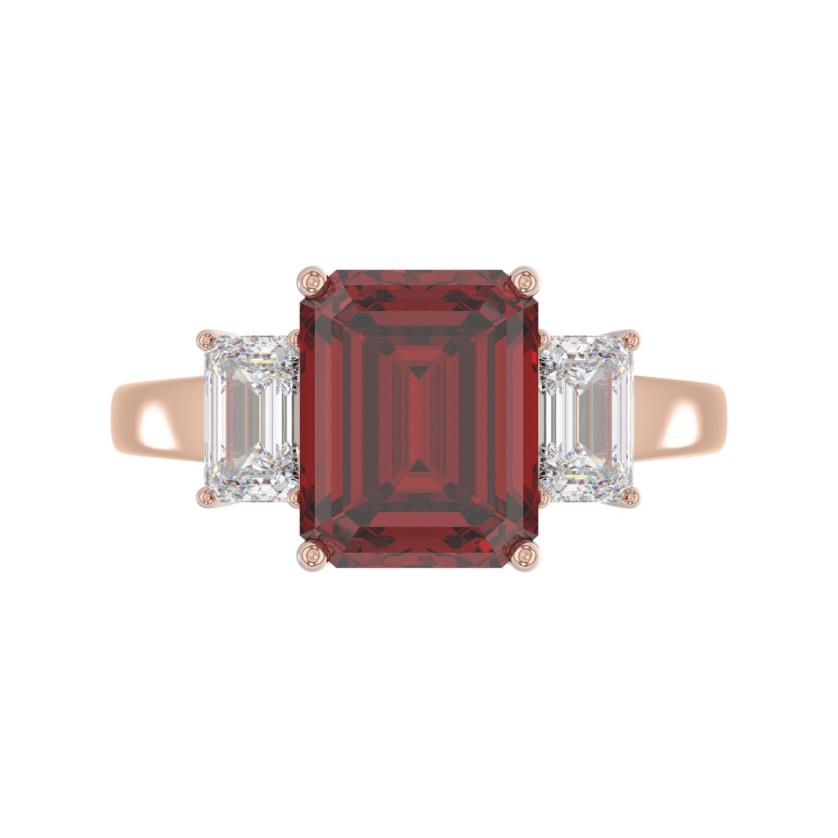 14K ROSE GOLD 5 1/3CT EMERALD DIAMOND LADIES RING (EMERALD RUBY)