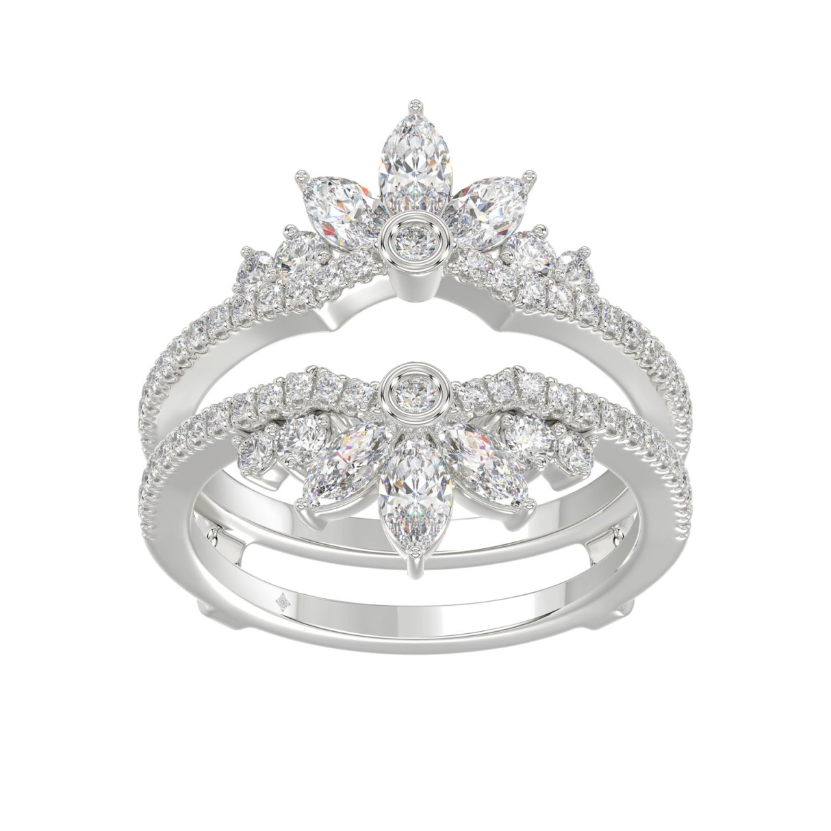 14K WHITE GOLD 1 1/4CT ROUND/MARQUISE DIAMOND LADI...