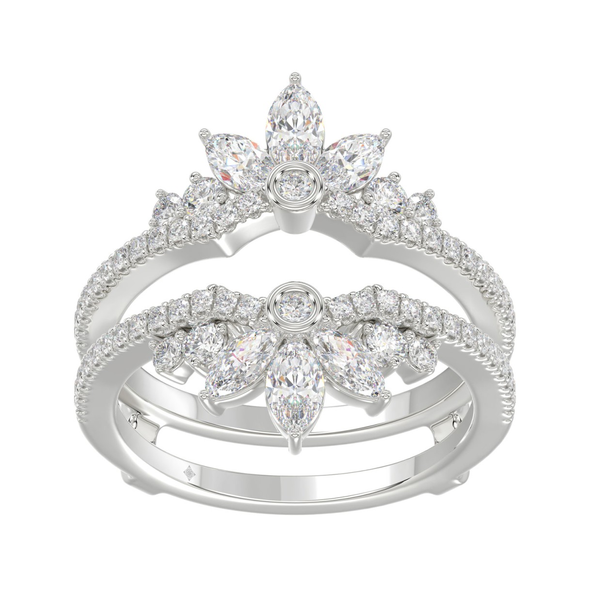 14K WHITE GOLD 1 1/4CT ROUND/MARQUISE DIAMOND LADI...