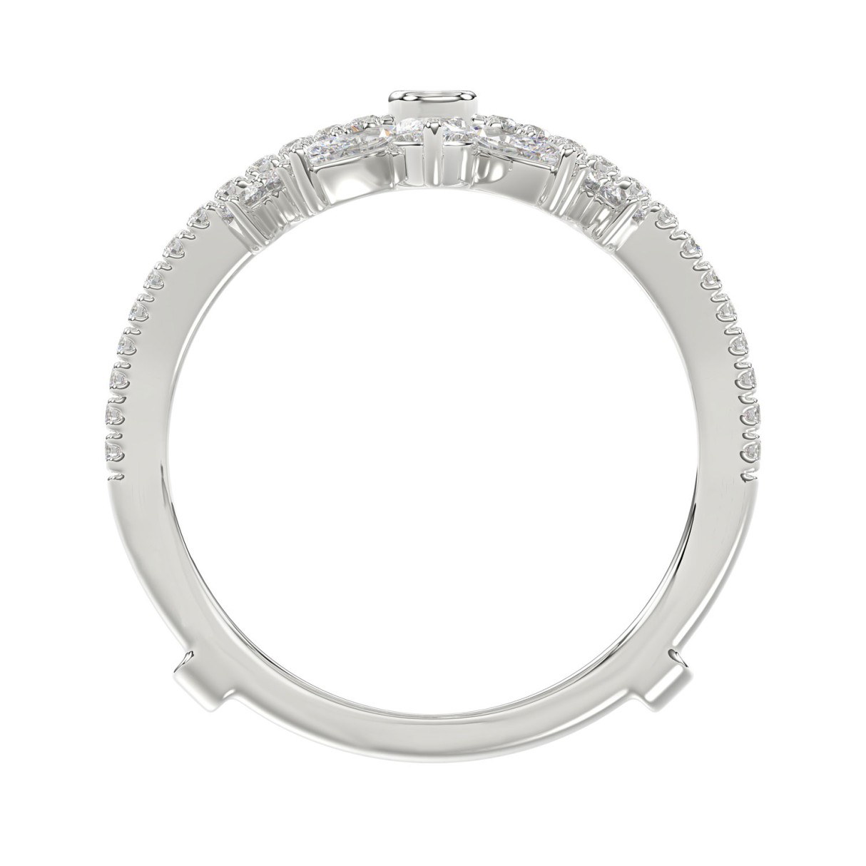 14K WHITE GOLD 1 1/4CT ROUND/MARQUISE DIAMOND LADIES RING