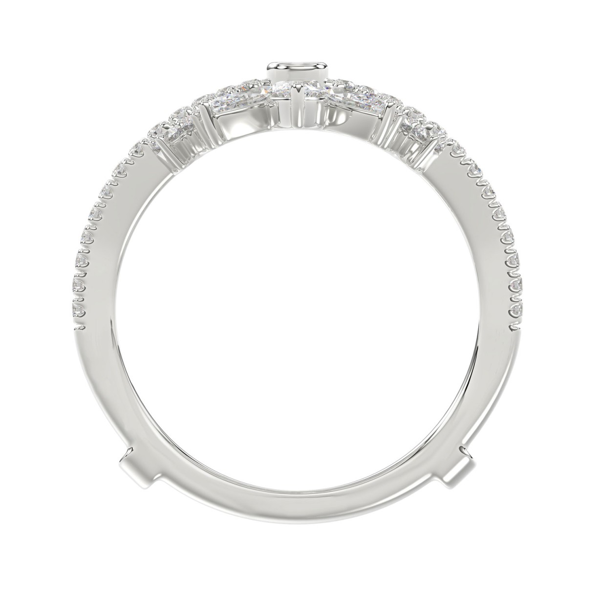14K WHITE GOLD 1 1/4CT ROUND/MARQUISE DIAMOND LADIES RING