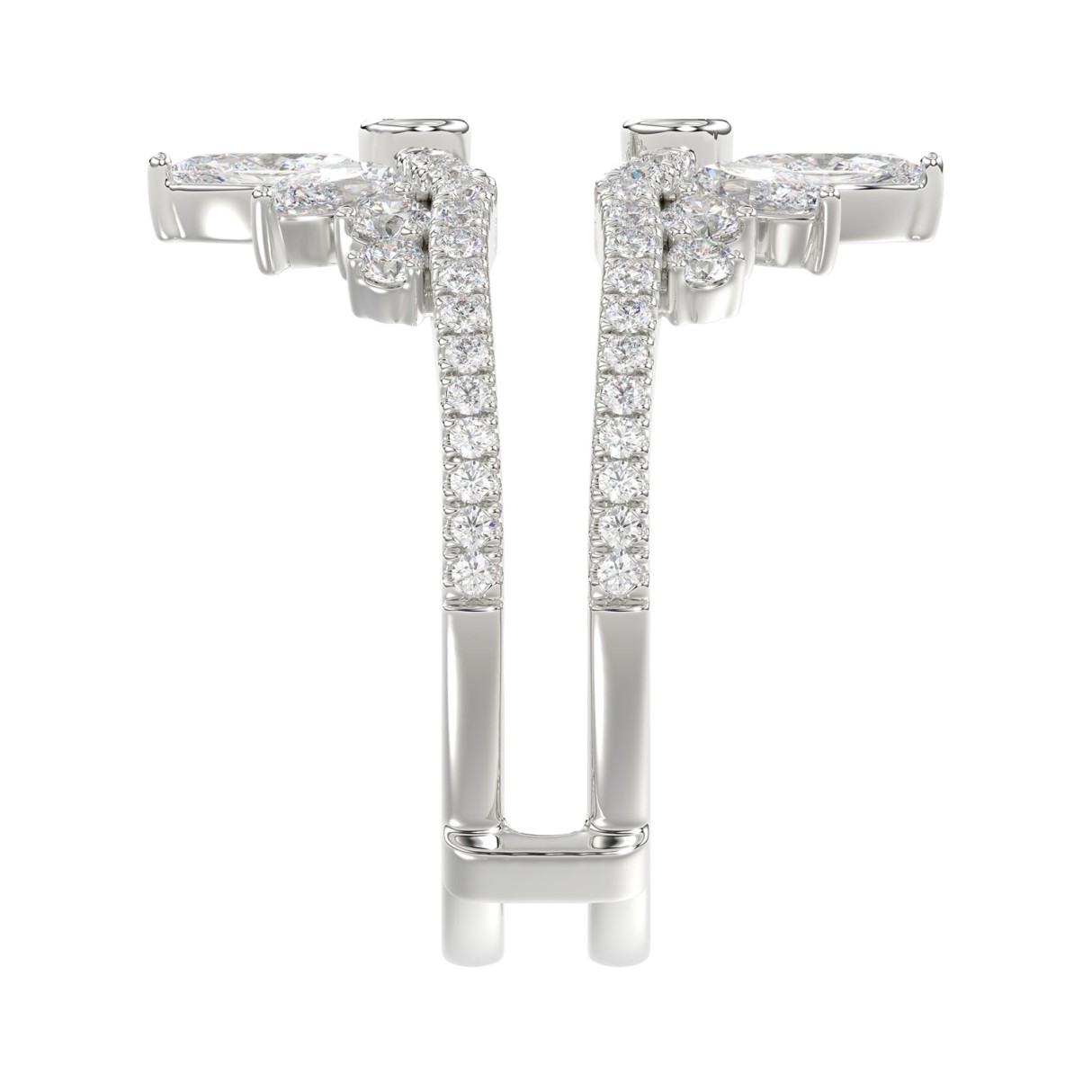 14K WHITE GOLD 1 1/4CT ROUND/MARQUISE DIAMOND LADIES RING
