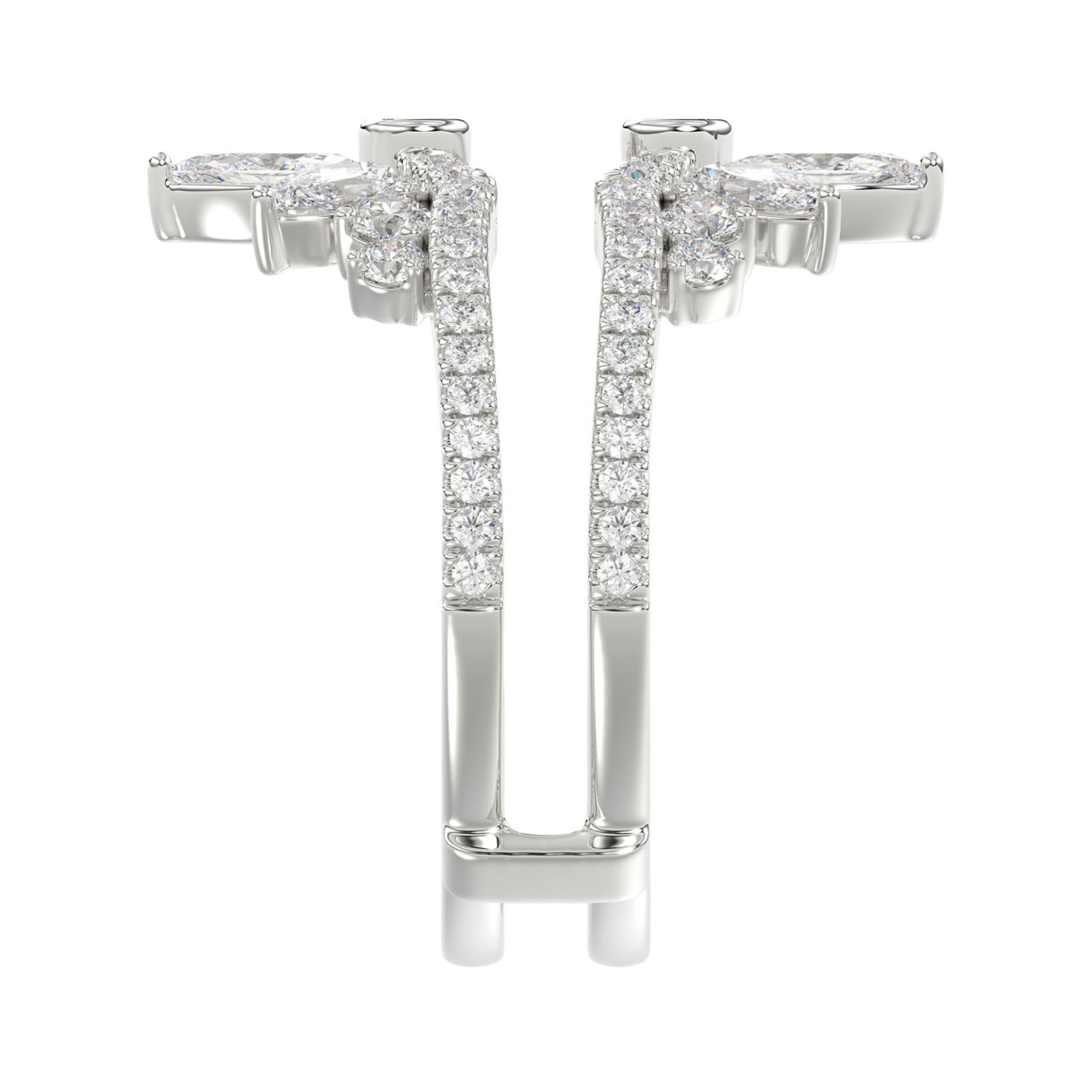 14K WHITE GOLD 1 1/4CT ROUND/MARQUISE DIAMOND LADIES RING