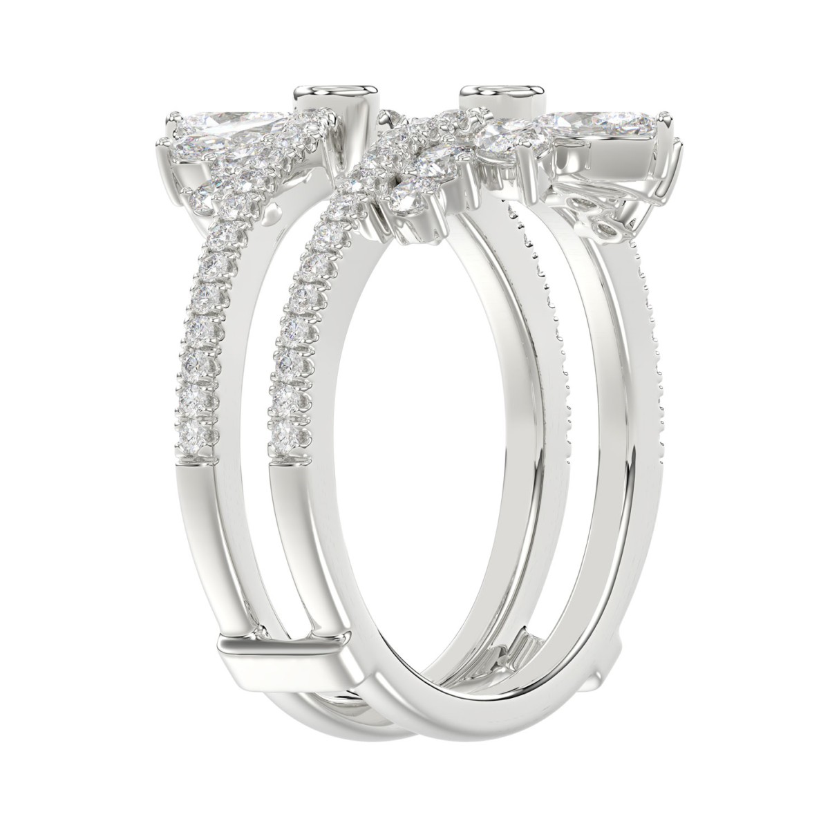 14K WHITE GOLD 1 1/4CT ROUND/MARQUISE DIAMOND LADIES RING