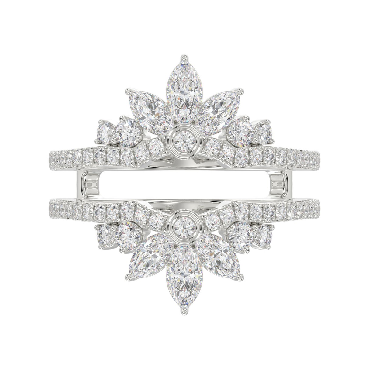 14K WHITE GOLD 1 1/4CT ROUND/MARQUISE DIAMOND LADIES RING