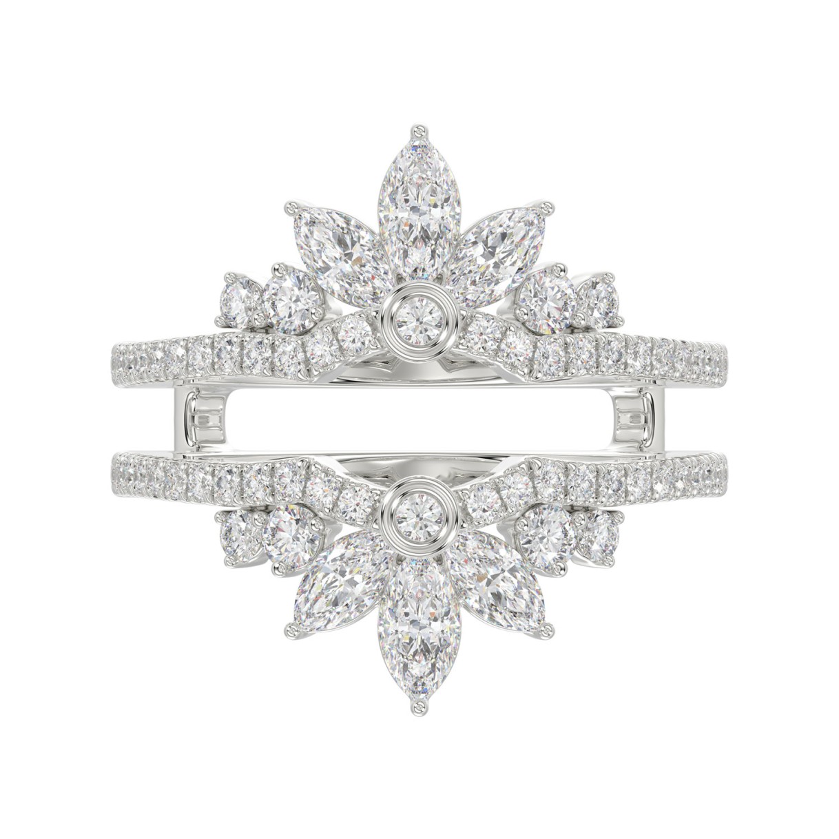14K WHITE GOLD 1 1/4CT ROUND/MARQUISE DIAMOND LADIES RING