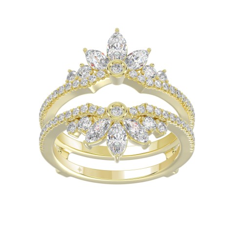 14K YELLOW GOLD 1 1/4CT ROUND/MARQUISE DIAMOND LADIES RING