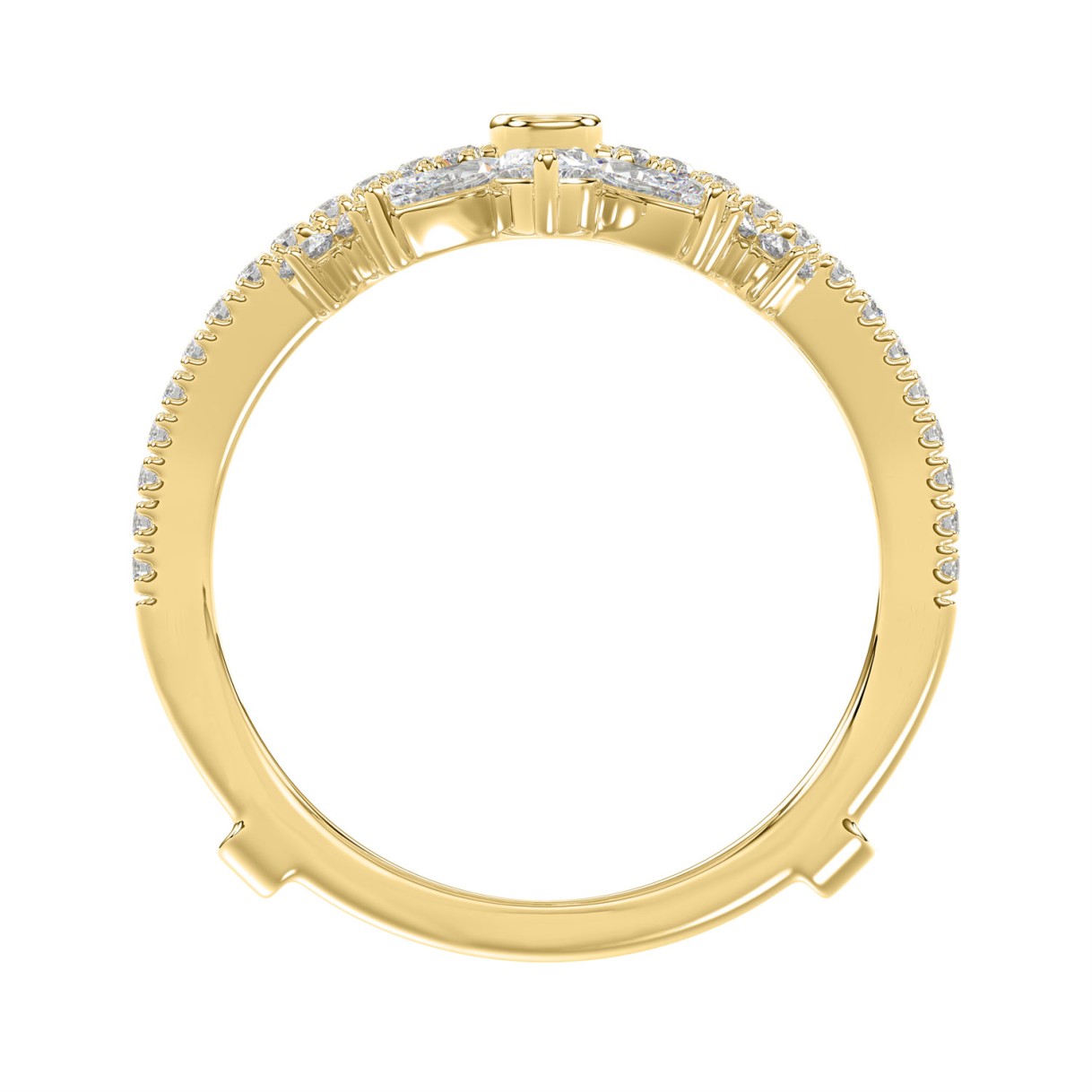 14K YELLOW GOLD 1 1/4CT ROUND/MARQUISE DIAMOND LADIES RING