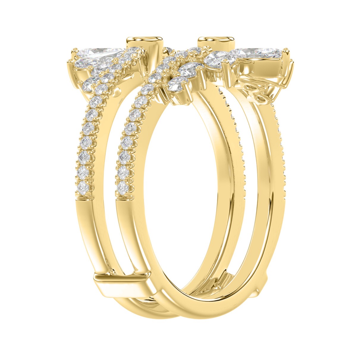 14K YELLOW GOLD 1 1/4CT ROUND/MARQUISE DIAMOND LADIES RING
