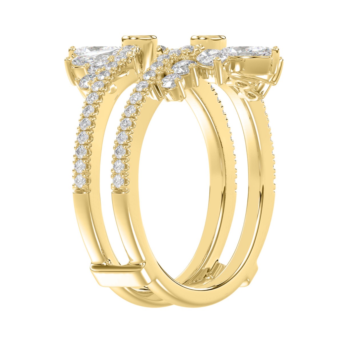 14K YELLOW GOLD 1 1/4CT ROUND/MARQUISE DIAMOND LADIES RING