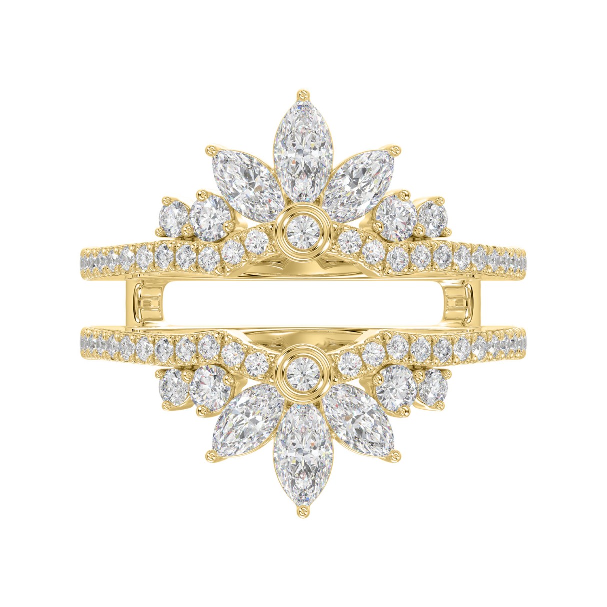 14K YELLOW GOLD 1 1/4CT ROUND/MARQUISE DIAMOND LADIES RING