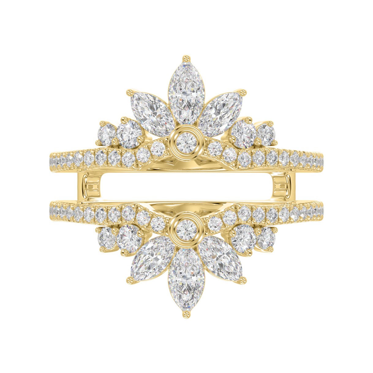 14K YELLOW GOLD 1 1/4CT ROUND/MARQUISE DIAMOND LADIES RING