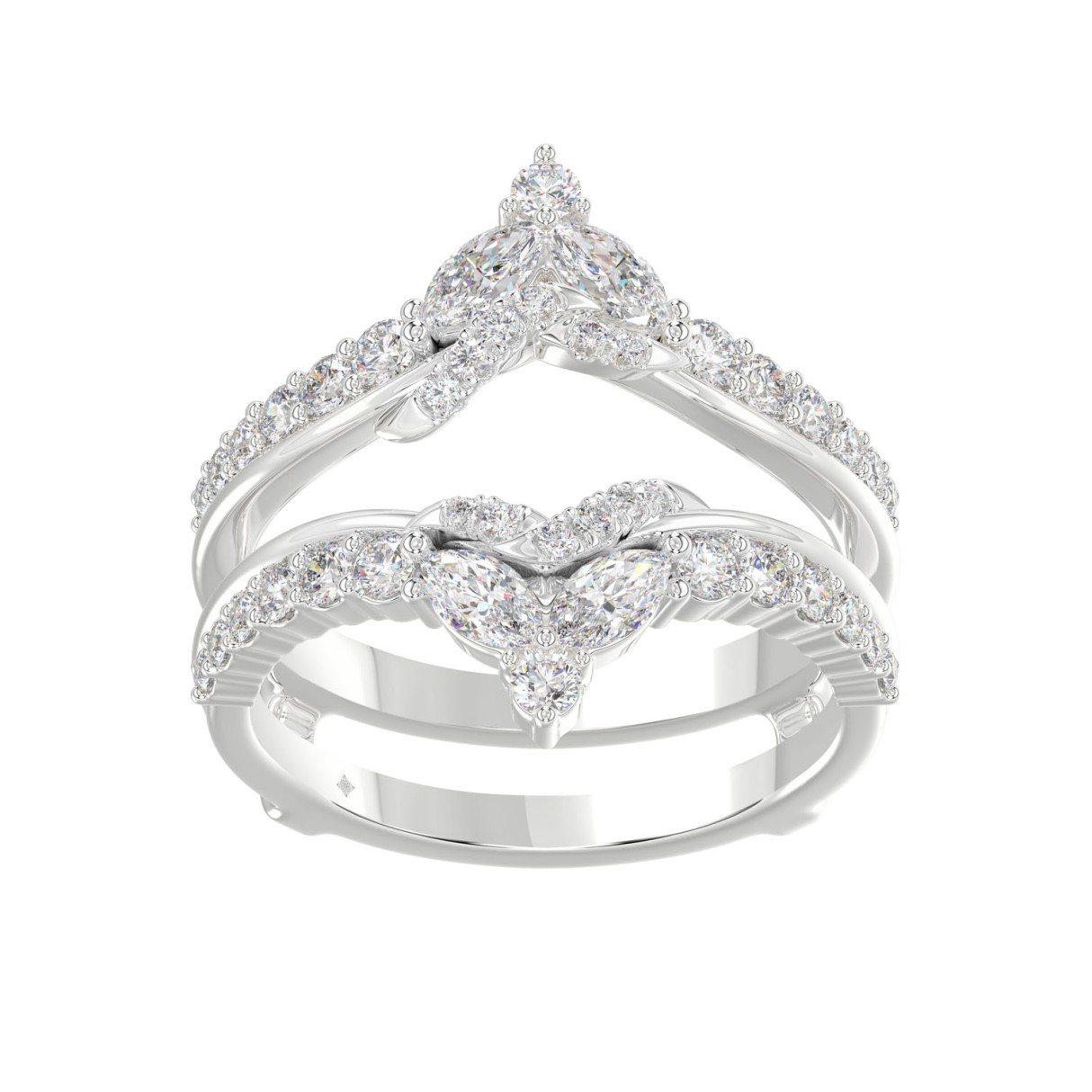 14K WHITE GOLD 1.00CT ROUND/MARQUISE DIAMOND LADIE...