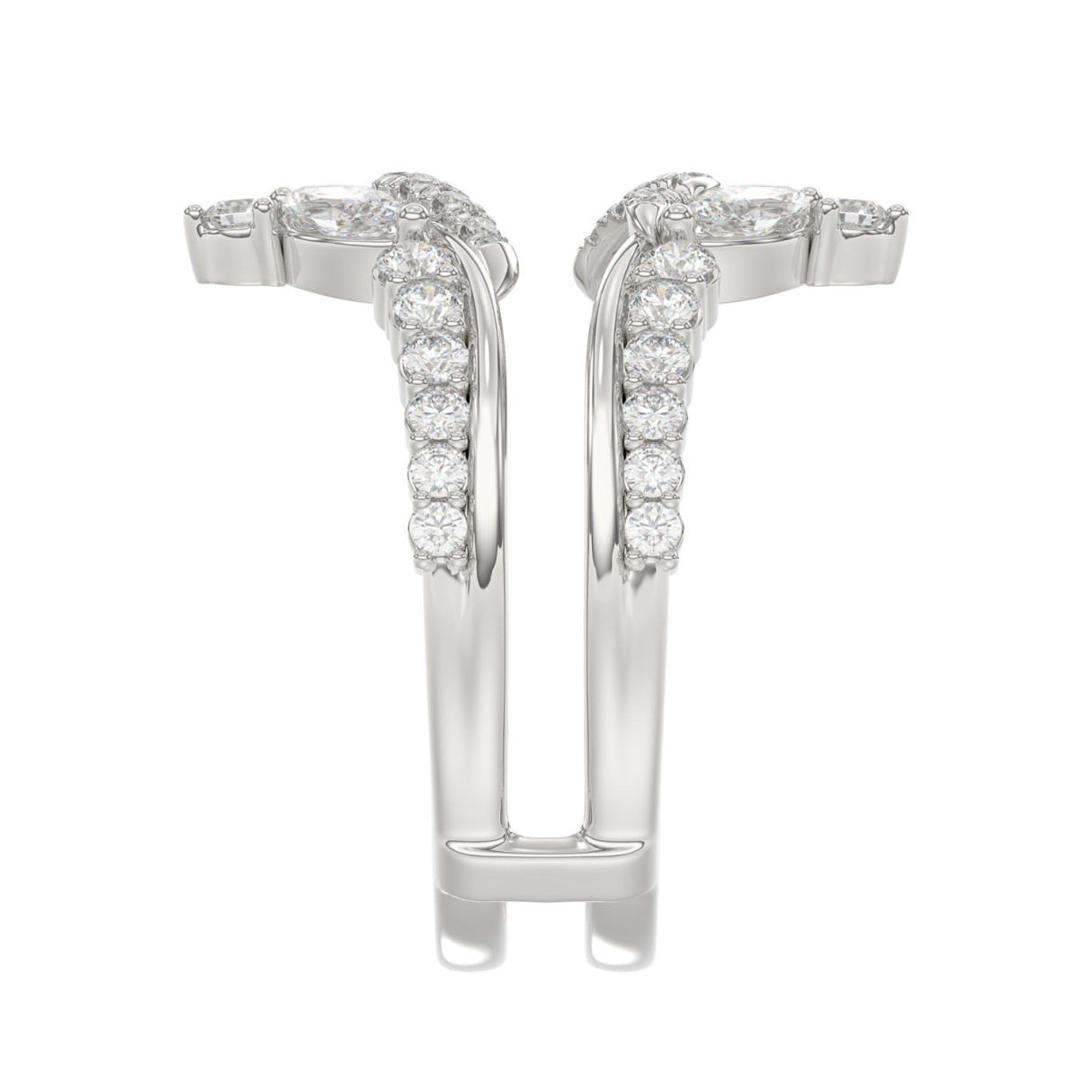 14K WHITE GOLD 1.00CT ROUND/MARQUISE DIAMOND LADIES RING