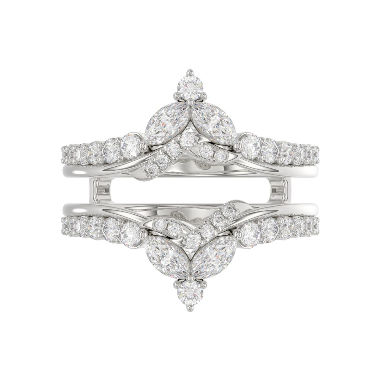 14K WHITE GOLD 1.00CT ROUND/MARQUISE DIAMOND LADIES RING