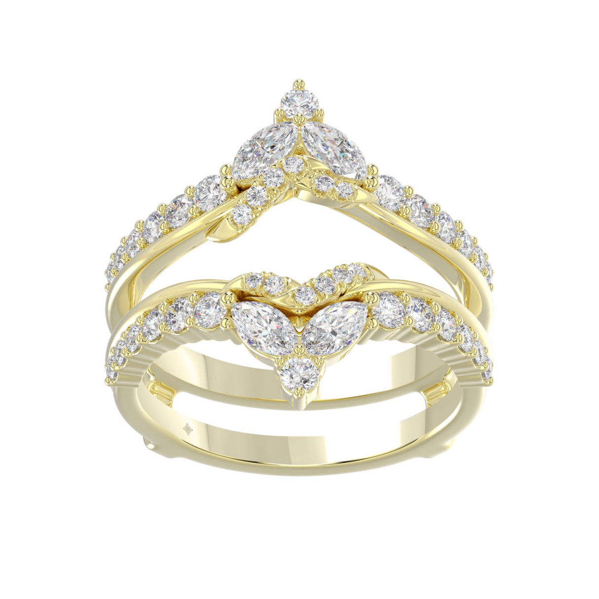 14K YELLOW GOLD 1.00CT ROUND/MARQUISE DIAMOND LADI...