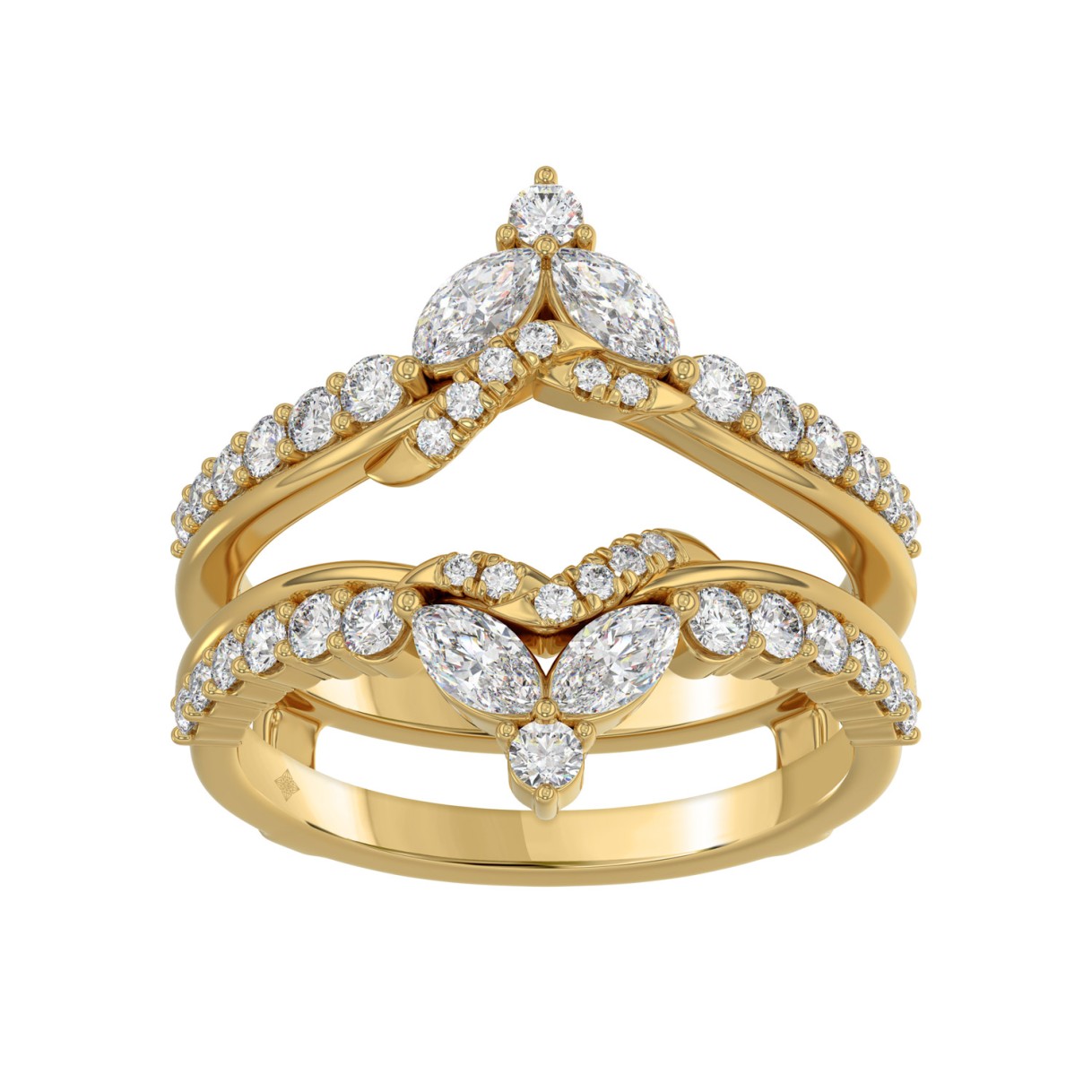 14K YELLOW GOLD 1.00CT ROUND/MARQUISE DIAMOND LADIES RING