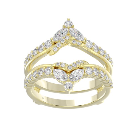 14K YELLOW GOLD 1.00CT ROUND/MARQUISE DIAMOND LADIES RING