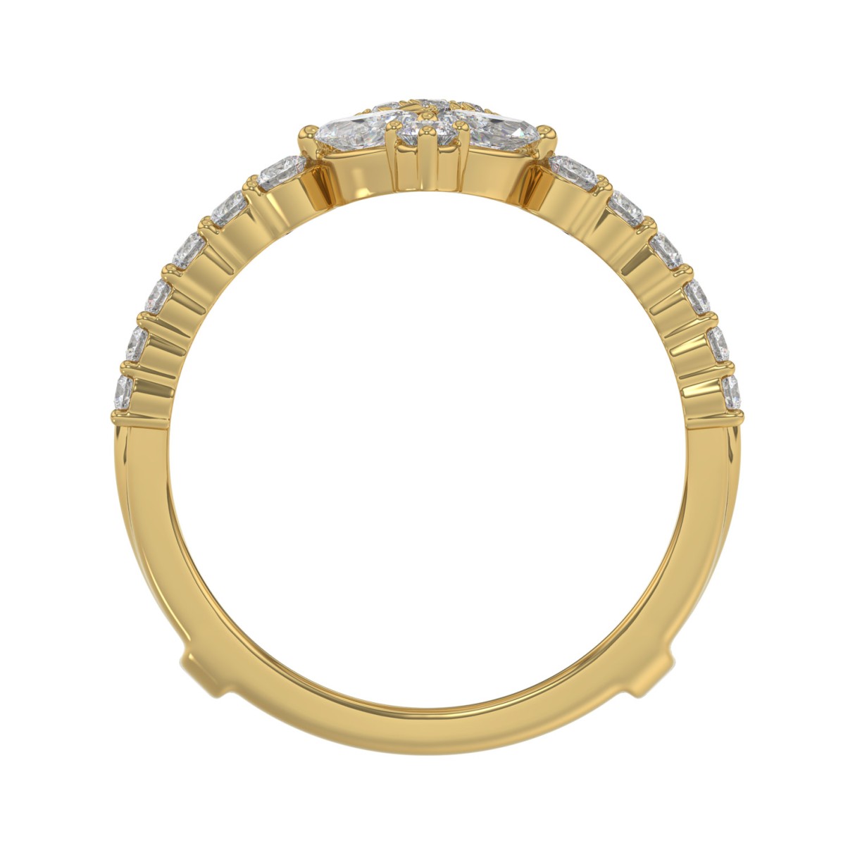 14K YELLOW GOLD 1.00CT ROUND/MARQUISE DIAMOND LADIES RING