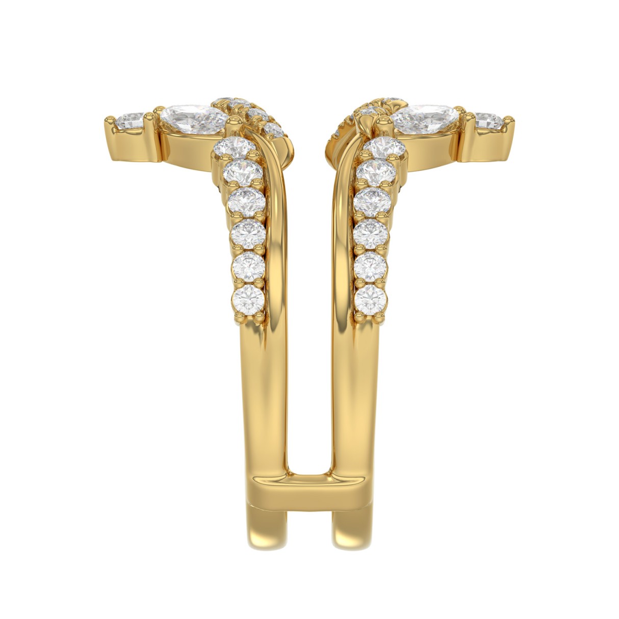 14K YELLOW GOLD 1.00CT ROUND/MARQUISE DIAMOND LADIES RING