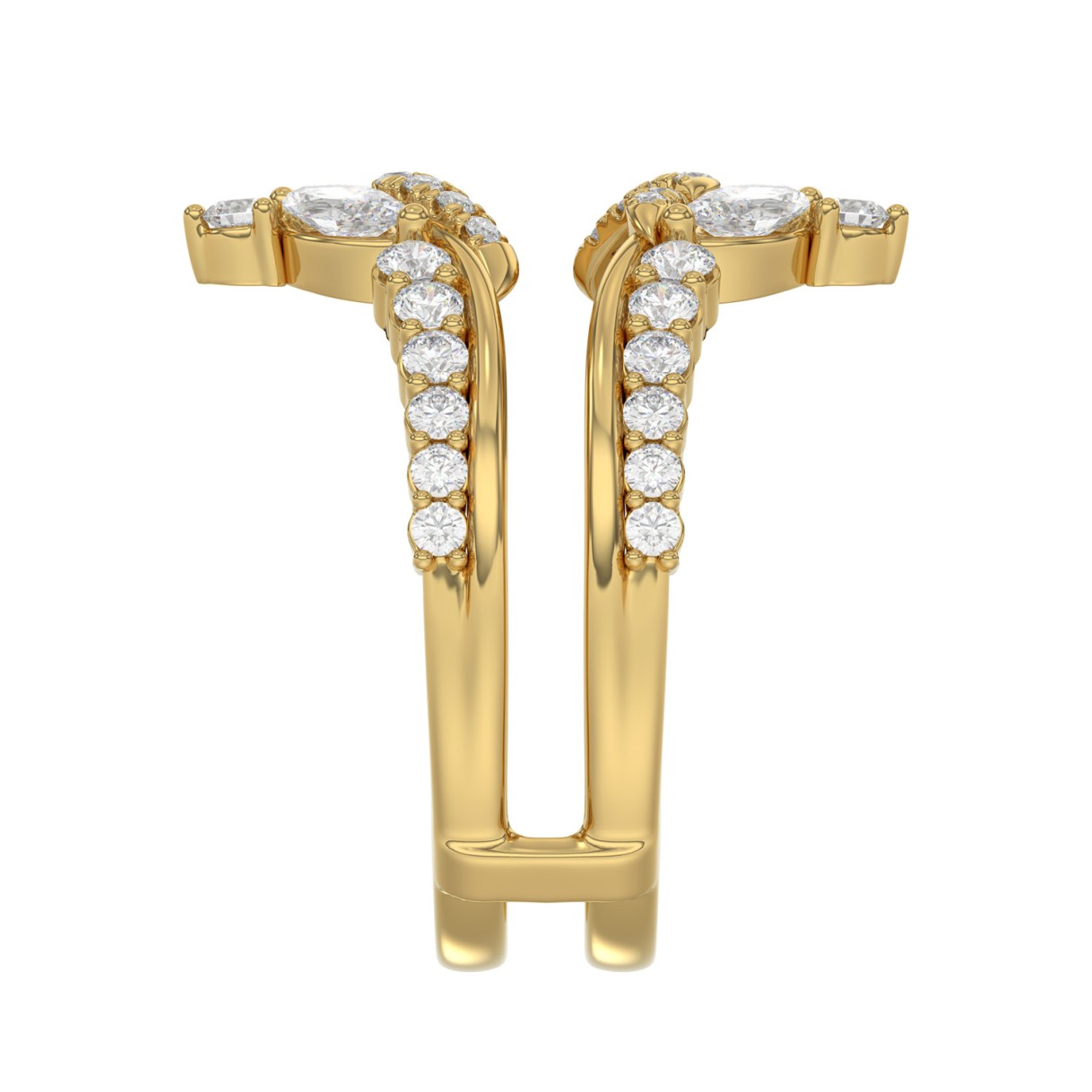 14K YELLOW GOLD 1.00CT ROUND/MARQUISE DIAMOND LADIES RING