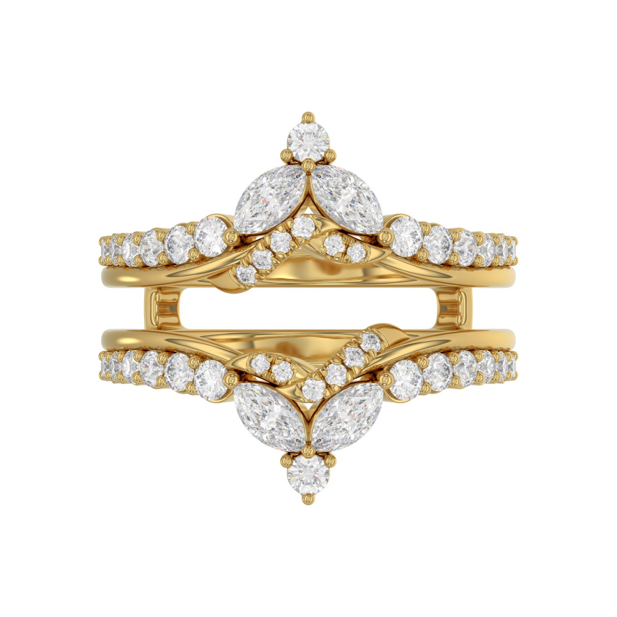 14K YELLOW GOLD 1.00CT ROUND/MARQUISE DIAMOND LADIES RING