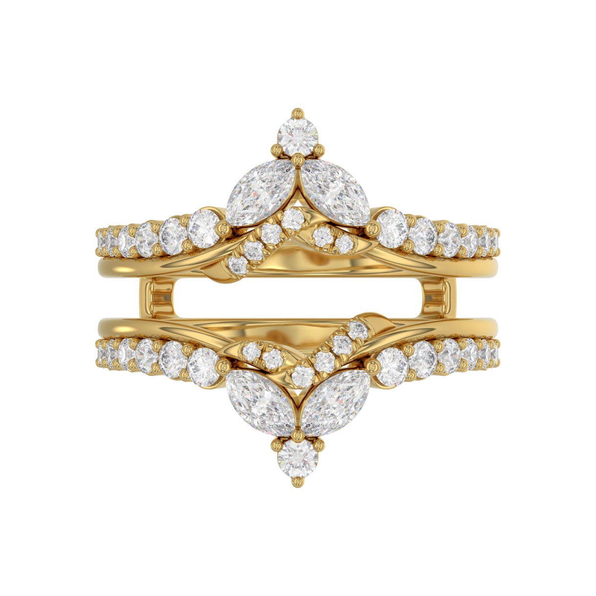 14K YELLOW GOLD 1.00CT ROUND/MARQUISE DIAMOND LADIES RING