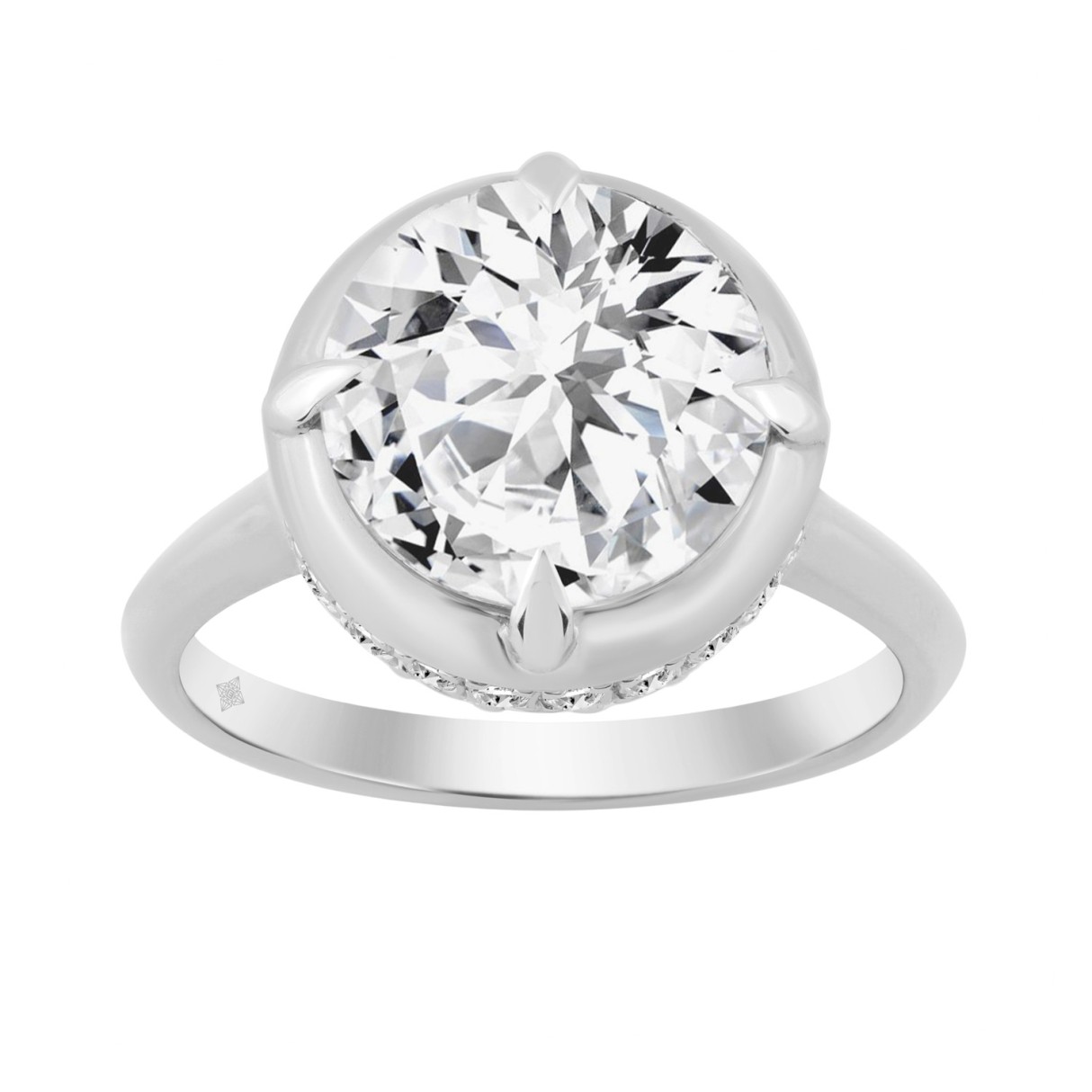 14K WHITE GOLD 4 3/4CT ROUND DIAMOND LADIES RING (CENTER STONE ROUND DIAMOND 4.00CT)