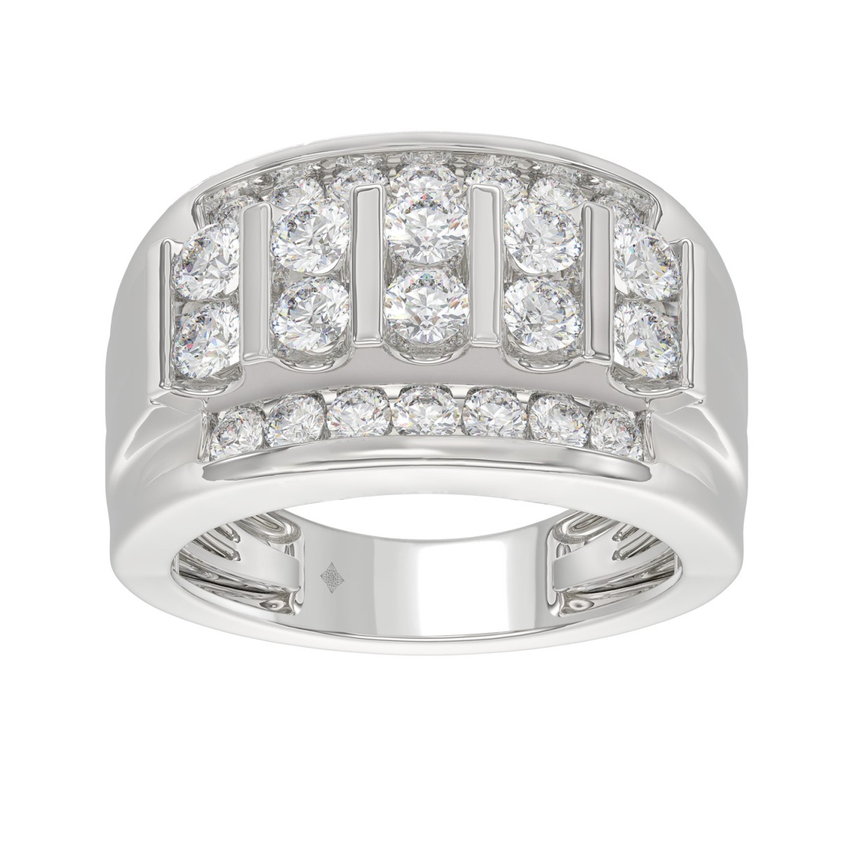 WHITE  PLATINUM 2.00CT ROUND DIAMOND MEN'S RING 
