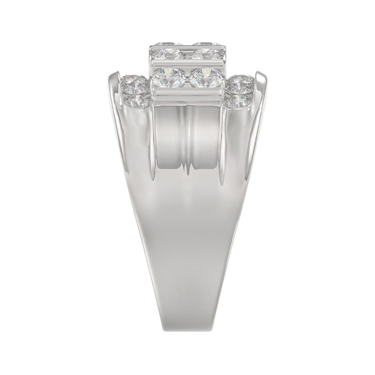WHITE  PLATINUM 2.00CT ROUND DIAMOND MEN'S RING 