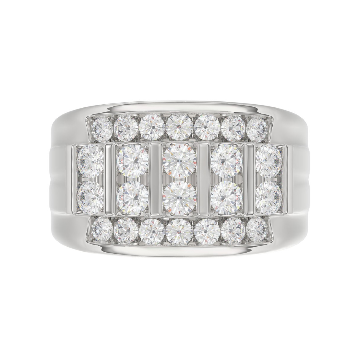 WHITE  PLATINUM 2.00CT ROUND DIAMOND MEN'S RING 