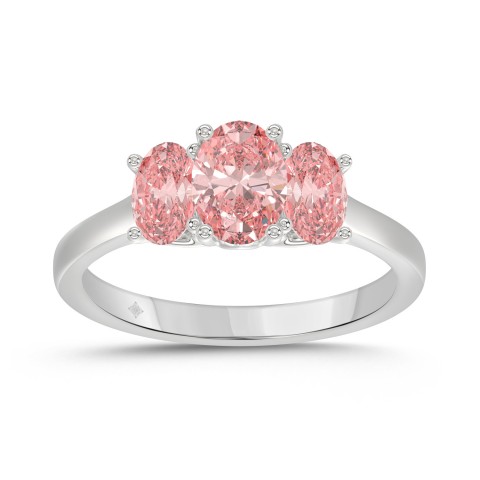 14K WHITE GOLD 2 1/6CT PINK OVAL DIAMOND LADIES RING