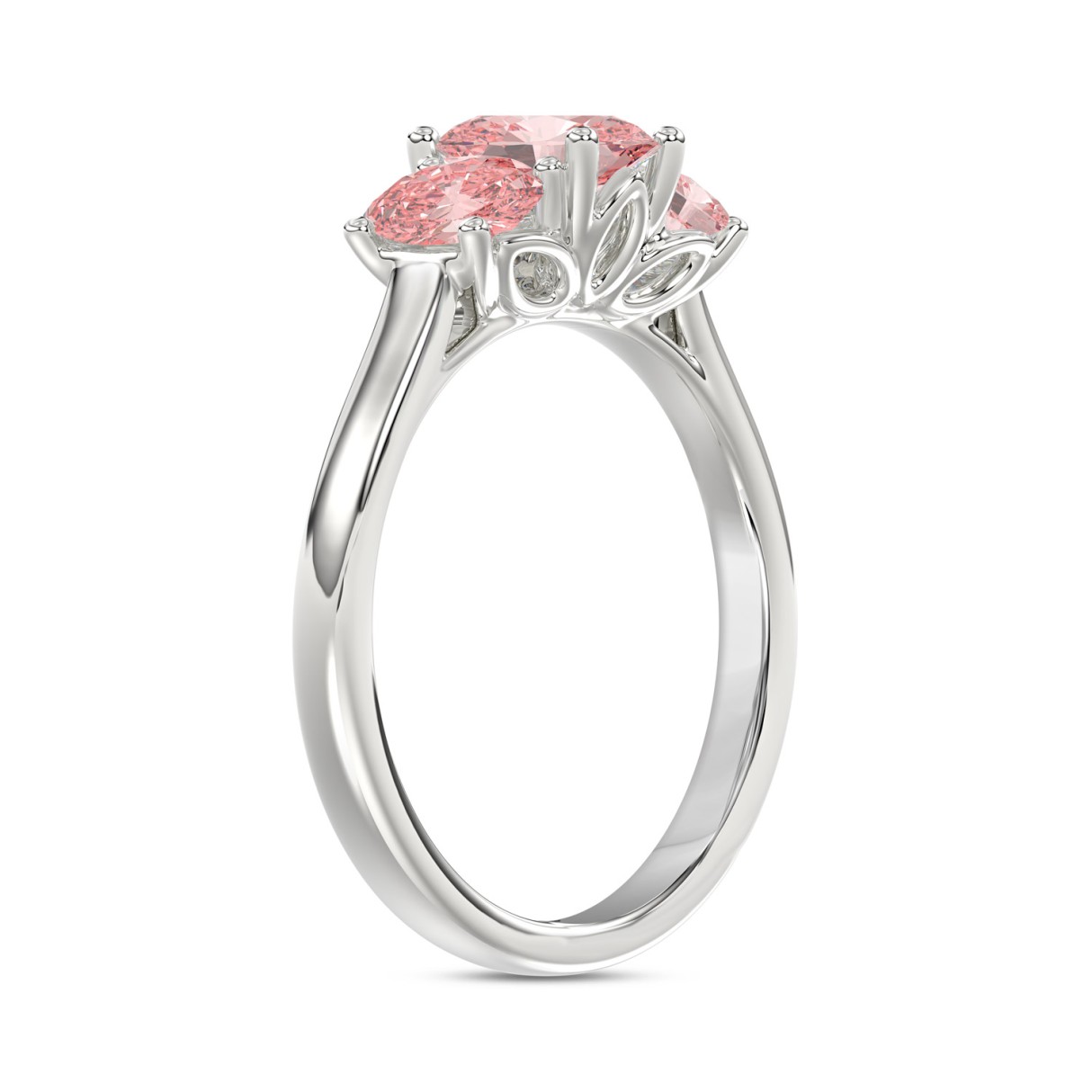 14K WHITE GOLD 2 1/6CT PINK OVAL DIAMOND LADIES RING