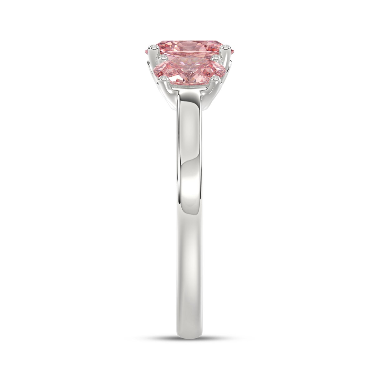 14K WHITE GOLD 2 1/6CT PINK OVAL DIAMOND LADIES RING