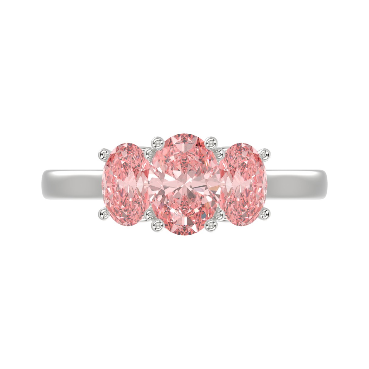 14K WHITE GOLD 2 1/6CT PINK OVAL DIAMOND LADIES RING