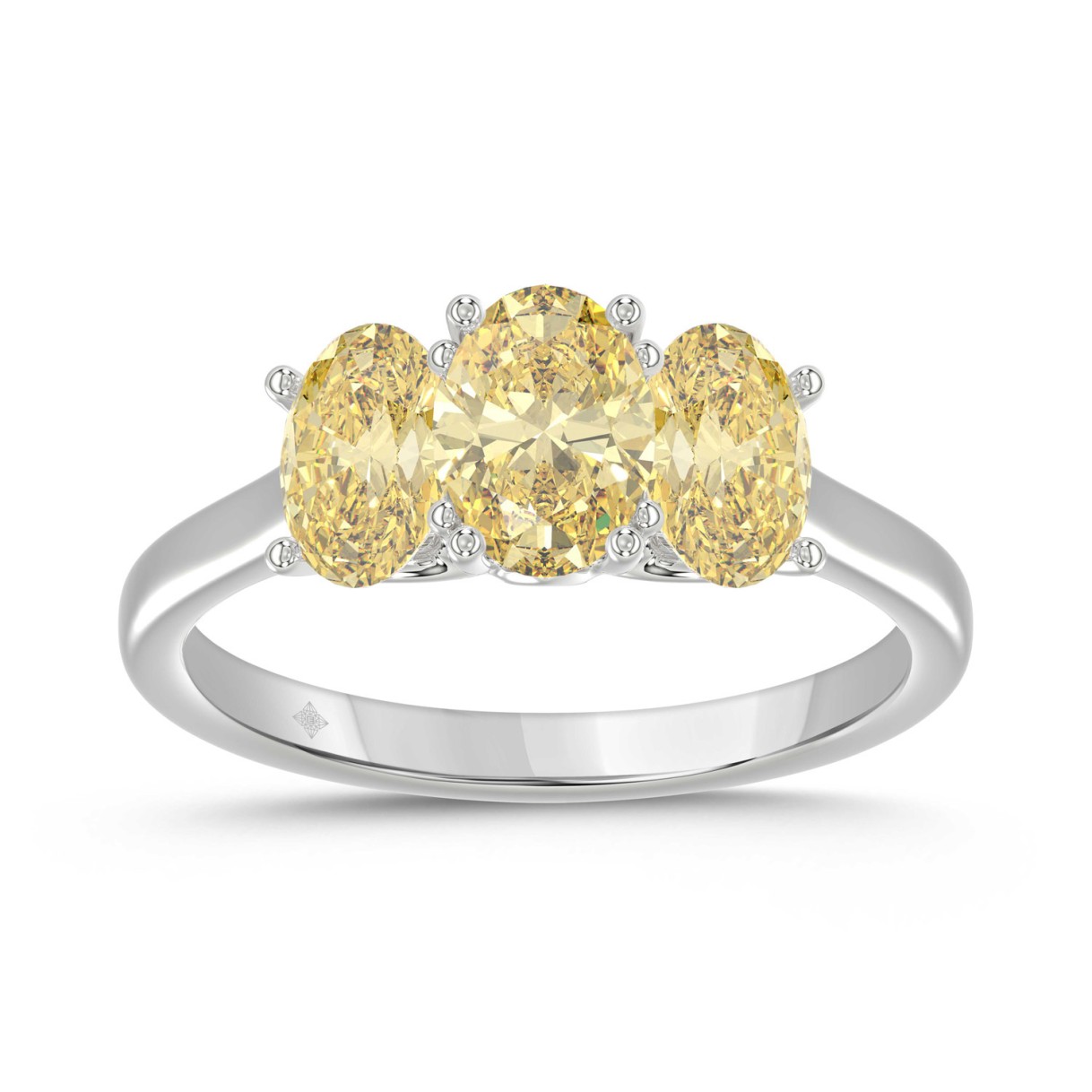 14K WHITE GOLD 2 1/2CT YELLOW OVAL DIAMOND LADIES ...