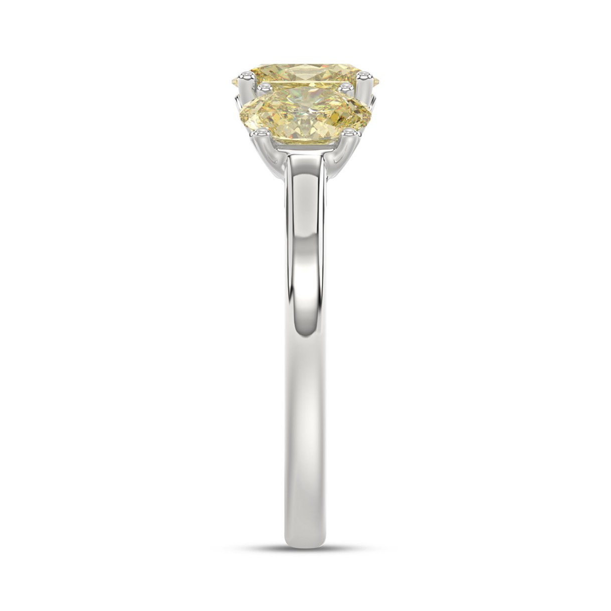 14K WHITE GOLD 2 1/2CT YELLOW OVAL DIAMOND LADIES RING