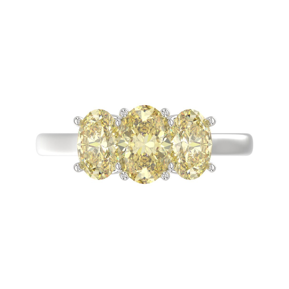 14K WHITE GOLD 2 1/2CT YELLOW OVAL DIAMOND LADIES RING