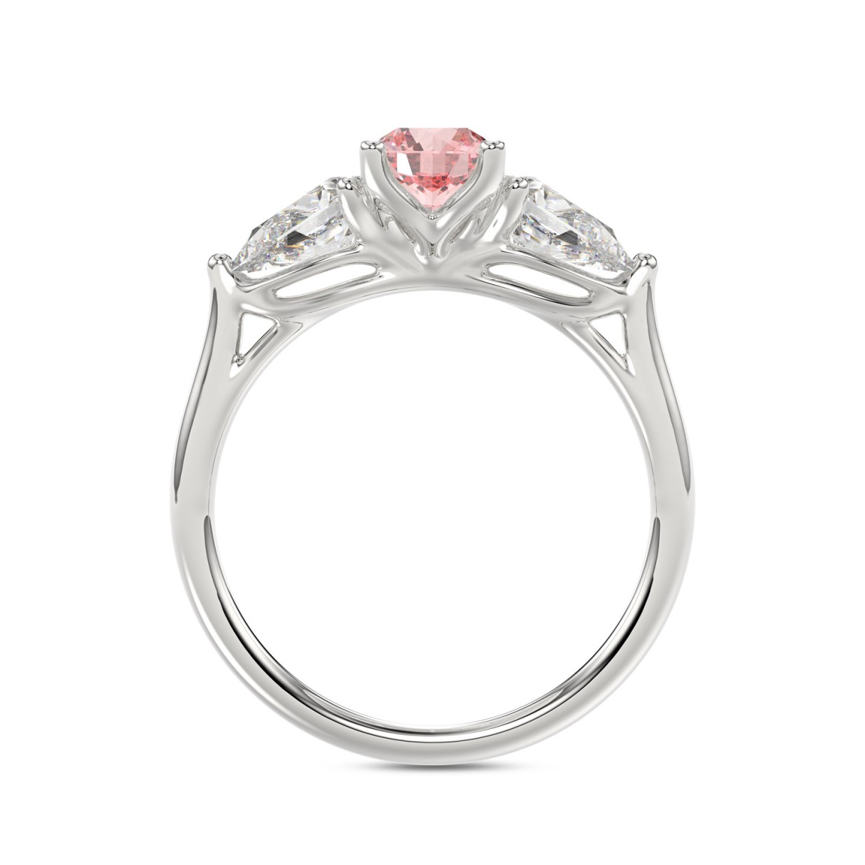 ETERNAL BLUSH COLLECTION 14K WHITE GOLD 2.00CT PINK PEAR/PEAR DIAMOND LADIES RING (CENTER STONE PINK PEAR DIAMOND 1CT)