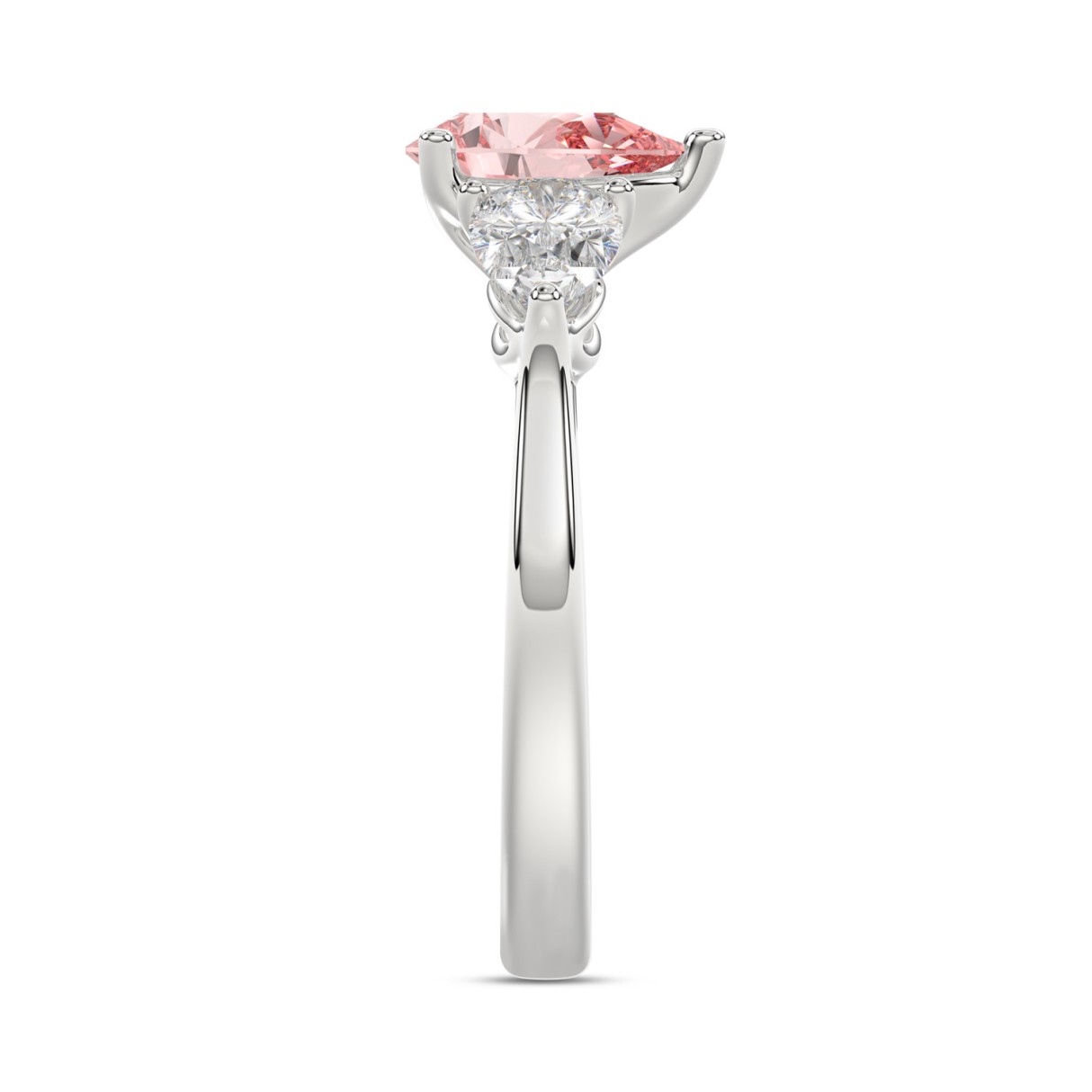 ETERNAL BLUSH COLLECTION 14K WHITE GOLD 2.00CT PINK PEAR/PEAR DIAMOND LADIES RING (CENTER STONE PINK PEAR DIAMOND 1CT)