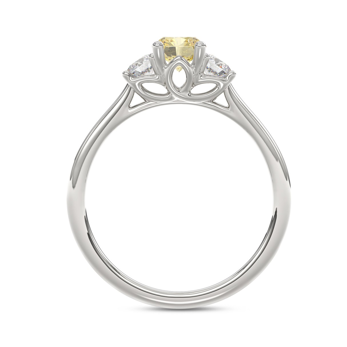 14K WHITE GOLD 1.00CT ROUND/YELLOW OVAL DIAMOND WHITE GOLD LADIES RING (CENTER STONE YELLOW OVAL DIAMOND 3/4CT)