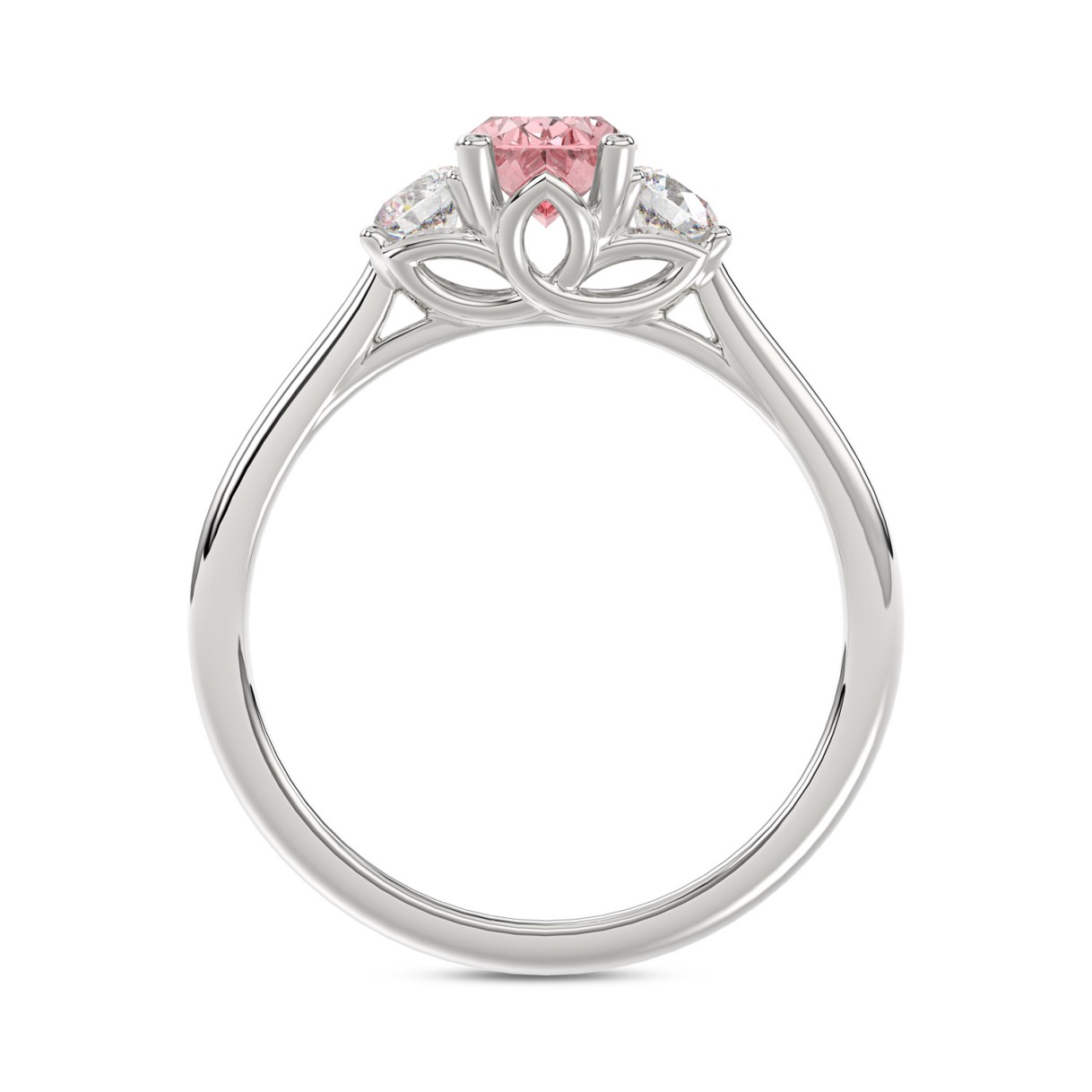 ETERNAL BLUSH COLLECTION 14K WHITE GOLD 1 1/3CT PINK OVAL/ROUND DIAMOND LADIES RING (CENTER STONE PINK OVAL DIAMOND 1CT)