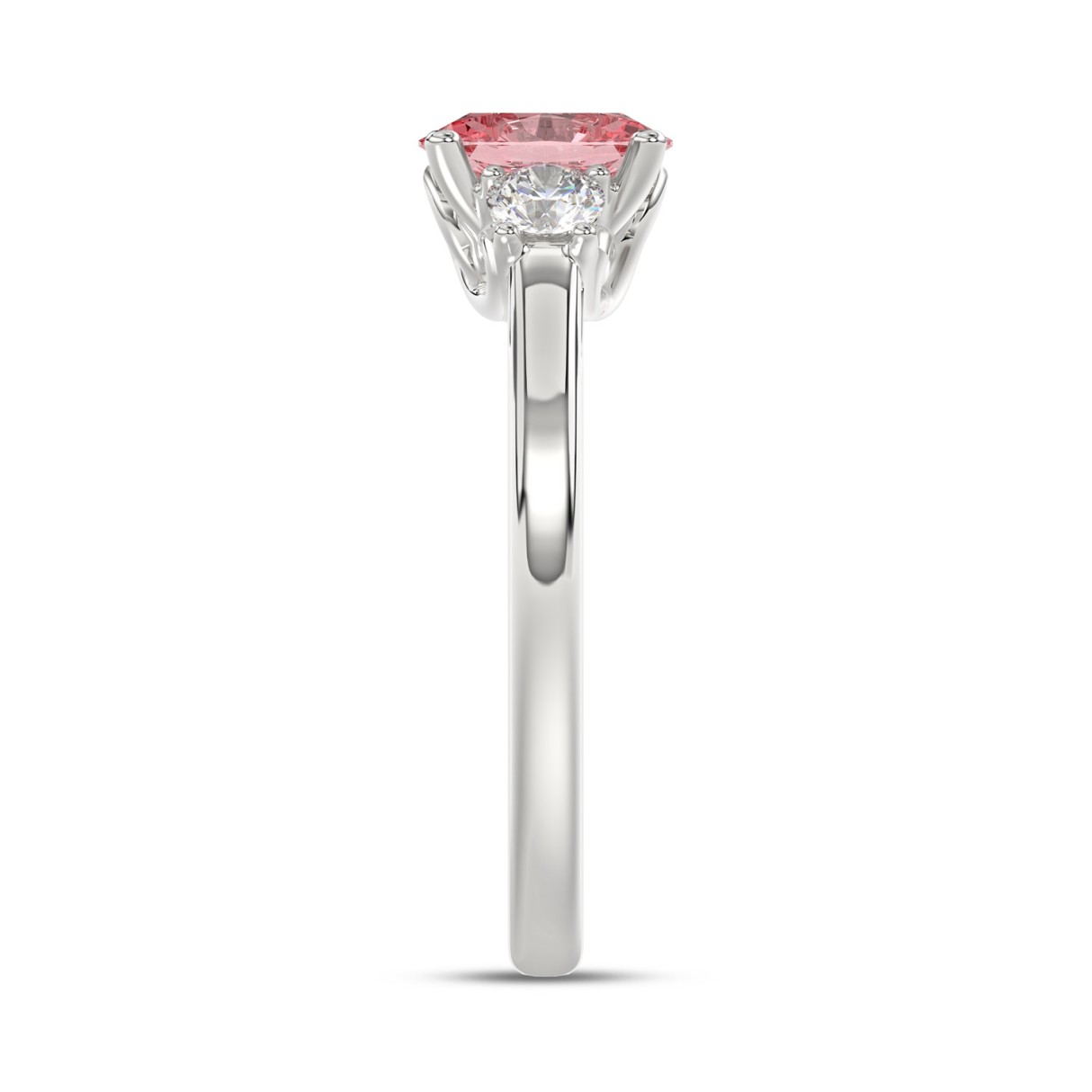 14K WHITE GOLD 1 1/3CT PINK OVAL/ROUND DIAMOND LADIES RING (CENTER STONE PINK OVAL DIAMOND 1CT)