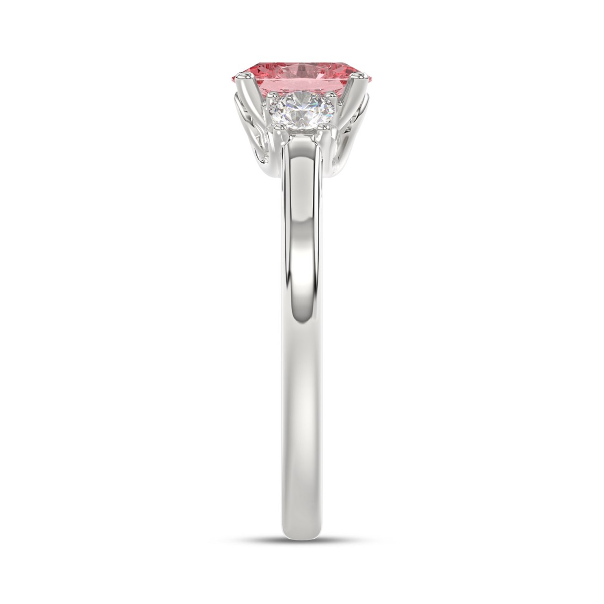 ETERNAL BLUSH COLLECTION 14K WHITE GOLD 1 1/3CT PINK OVAL/ROUND DIAMOND LADIES RING (CENTER STONE PINK OVAL DIAMOND 1CT)