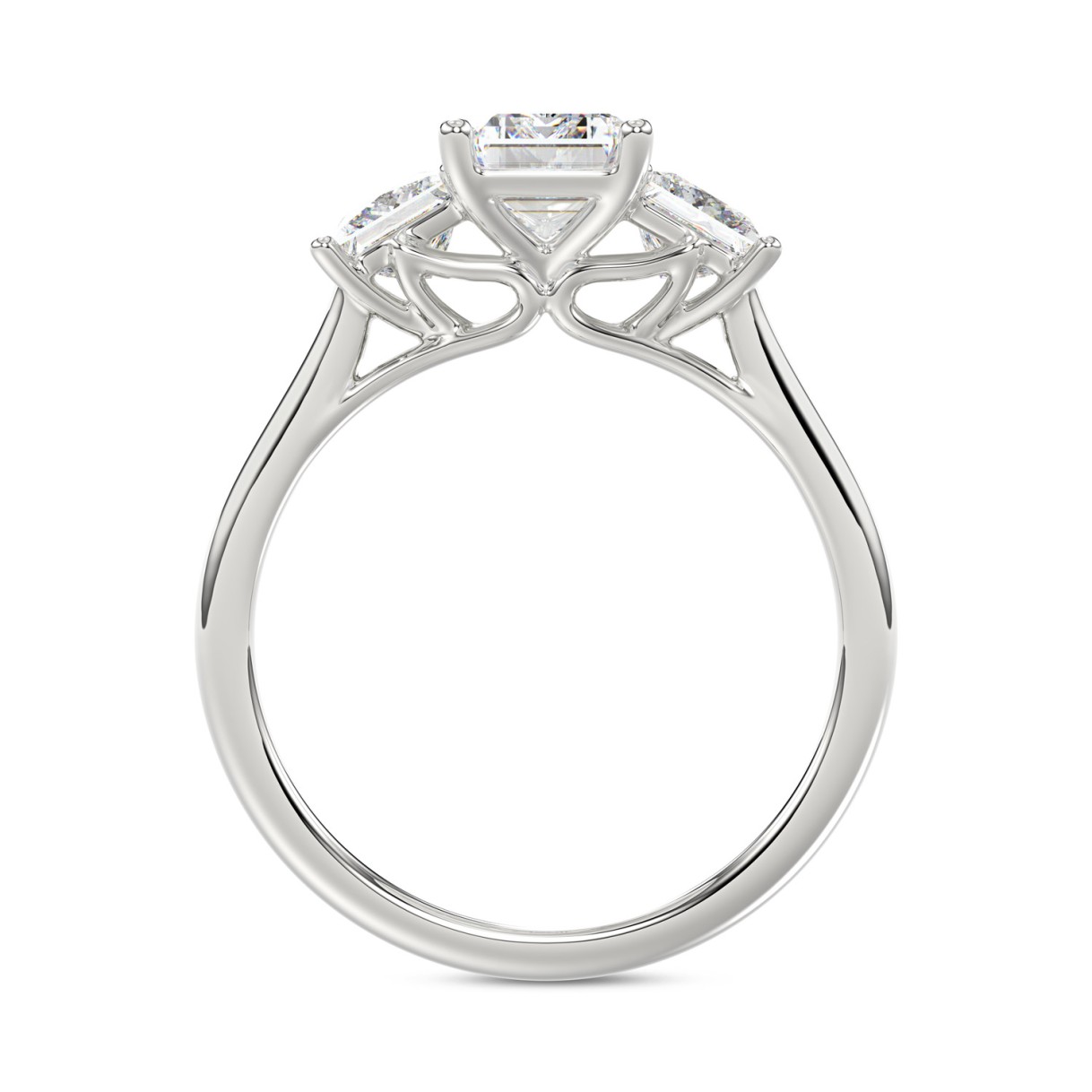 14K WHITE GOLD 2 5/8CT EMERALD/PRINCESS DIAMOND LADIES RING (CENTER STONE EMERALD DIAMOND 1 1/2CT)