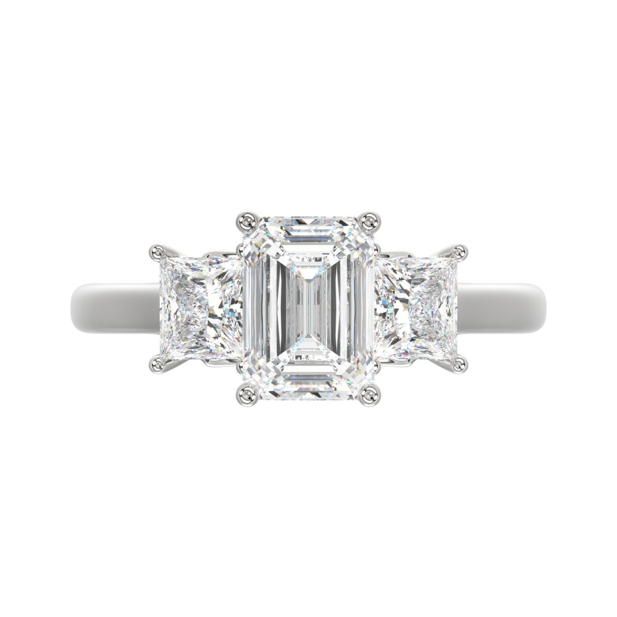 14K WHITE GOLD 2 5/8CT EMERALD/PRINCESS DIAMOND LADIES RING (CENTER STONE EMERALD DIAMOND 1 1/2CT)